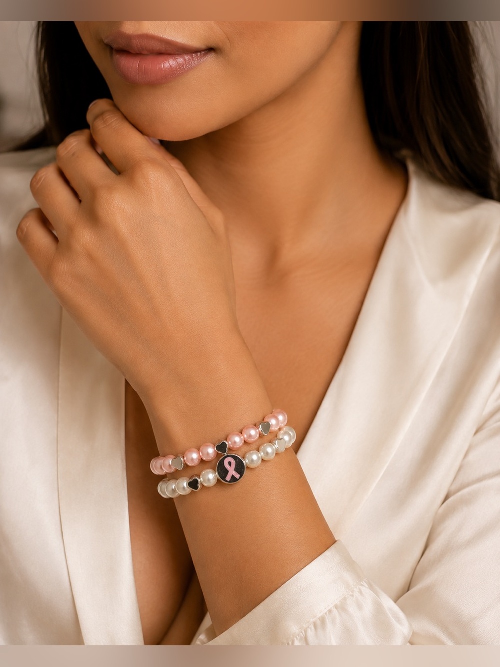 Breast Cancer Awareness Pearl Bracelets